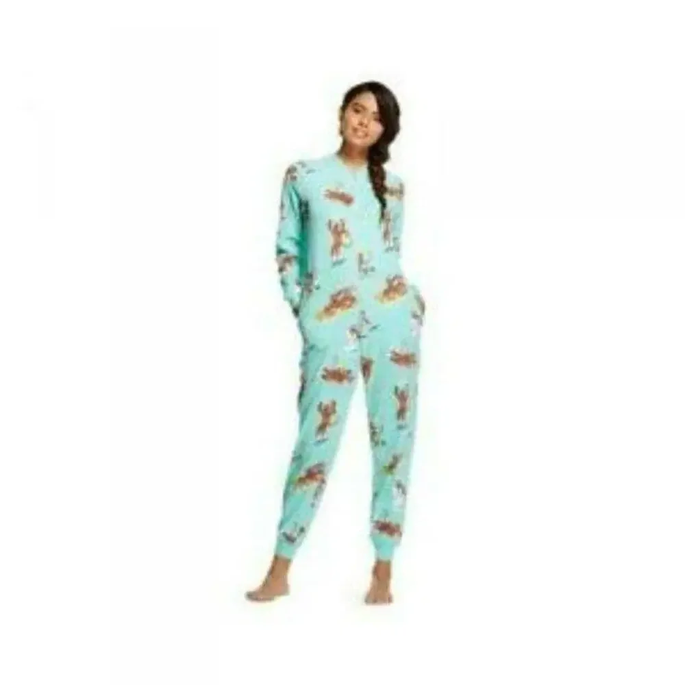 Nick & Nora Women's Sock Monkey Fleece One Piece Womens Small